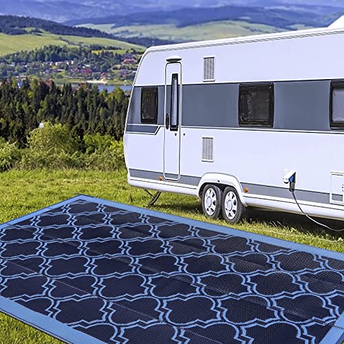 Maghosu Outdoor Rugs 5x8Ft, RV Rug Camping Rug,Outdoor Plastic Straw Rug Patio Rugs for Outdoors,Backyard, Deck, Picnic, Beach, Trailer(Navy Blue) - Image 4