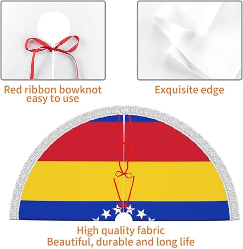 Vista 6 de Bandera de Venezuela imprimir árbol de Navidad falda de árbol de Navidad decoración vacaciones poliéster árbol de Navidad