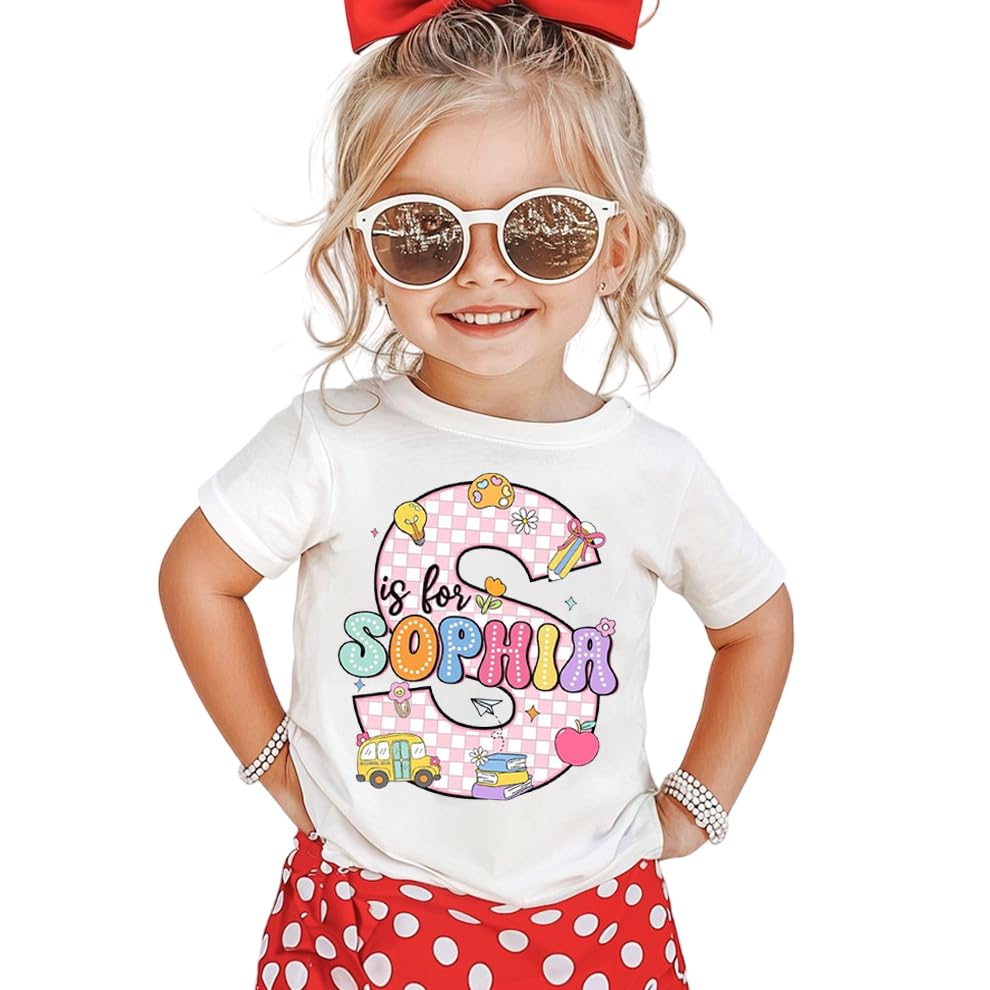 Custom Kids Toddler Back to School T-Shirt, First Day of Preschool Shirts, Back to School Gift Tee for Boys Girls