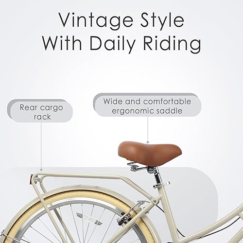 Miniatura 3 de AVASTA Vela - Bicicleta híbrida para mujeres adultas, mujeres, ligera, paso a través de 26 pulgadas, marco de acero de alta resistencia, bicicleta