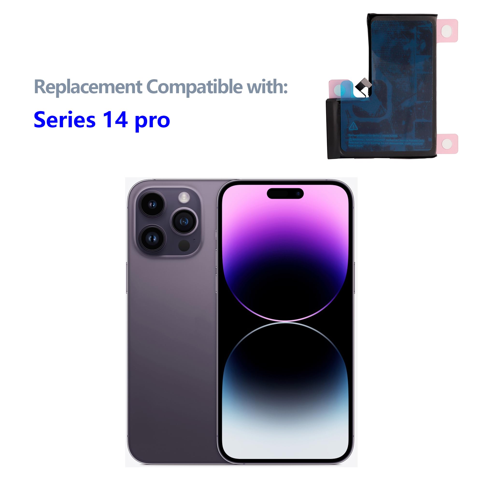 3200 mAh akumulator zastępczy A2866 kompatybilny z iPhone Series 14 Pro A2890, bateria zamienna z zestawem narzędzi