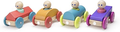 Miniatura 10 de Juego de bloques de construcción Tegu Magnetic Racer de 3 piezas, parte superior grande amarilla