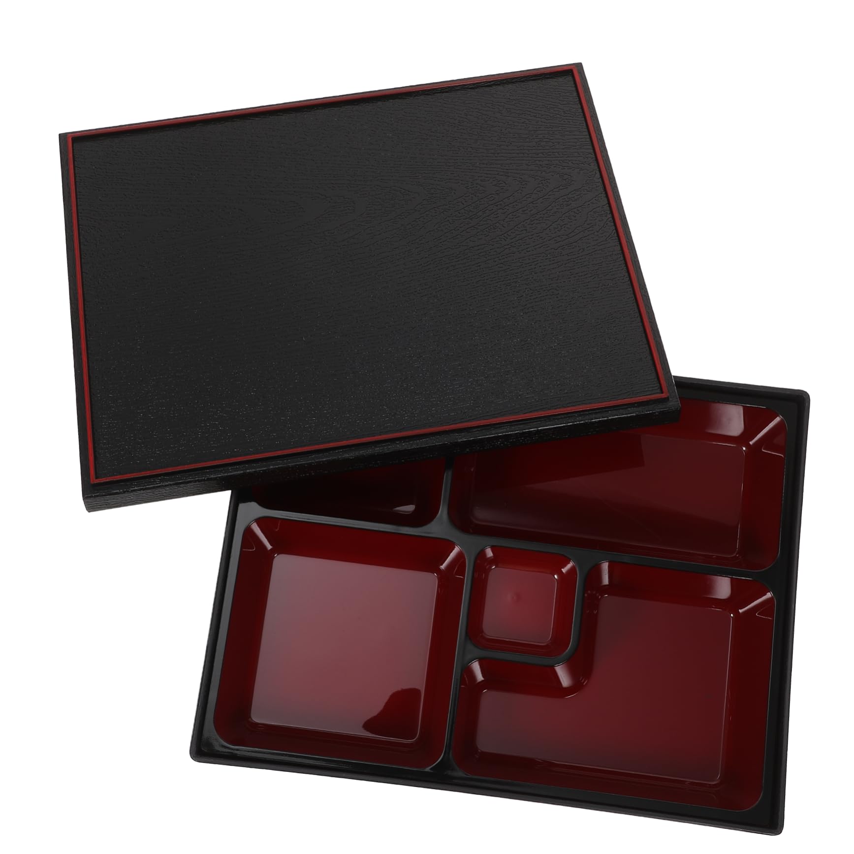 PRETYZOOM Boîte Bento Japonaise Noire 27x21cm en Abs, Compartiments | Présent Rentrée, Boîte à Sushi et Emballage de Plateau à Sushi, Léger et Portable pour École ou Camping
