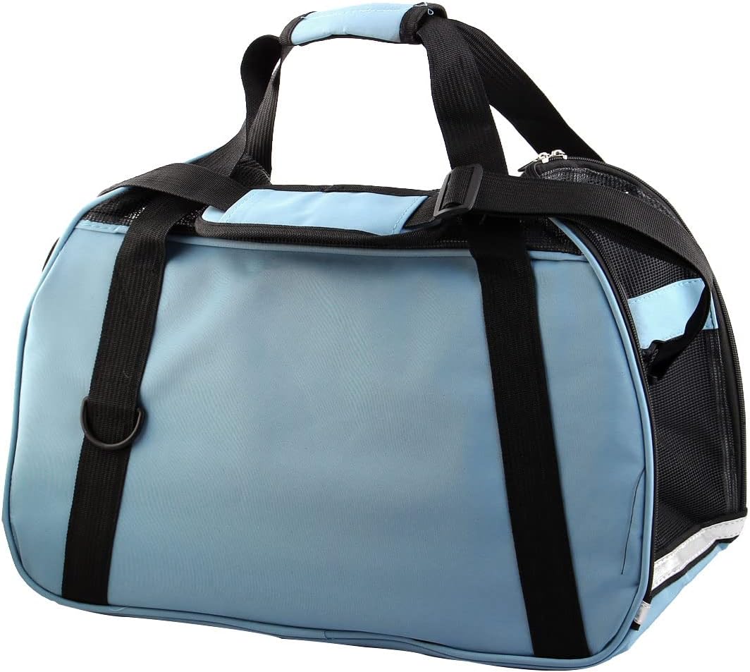 Nylon Pet Dog Foldable Breathable Carrier Travel Tote Trolley Luggage Bag Case Cage L Light Blue (id: 8bc 460 4ec b73 f4d