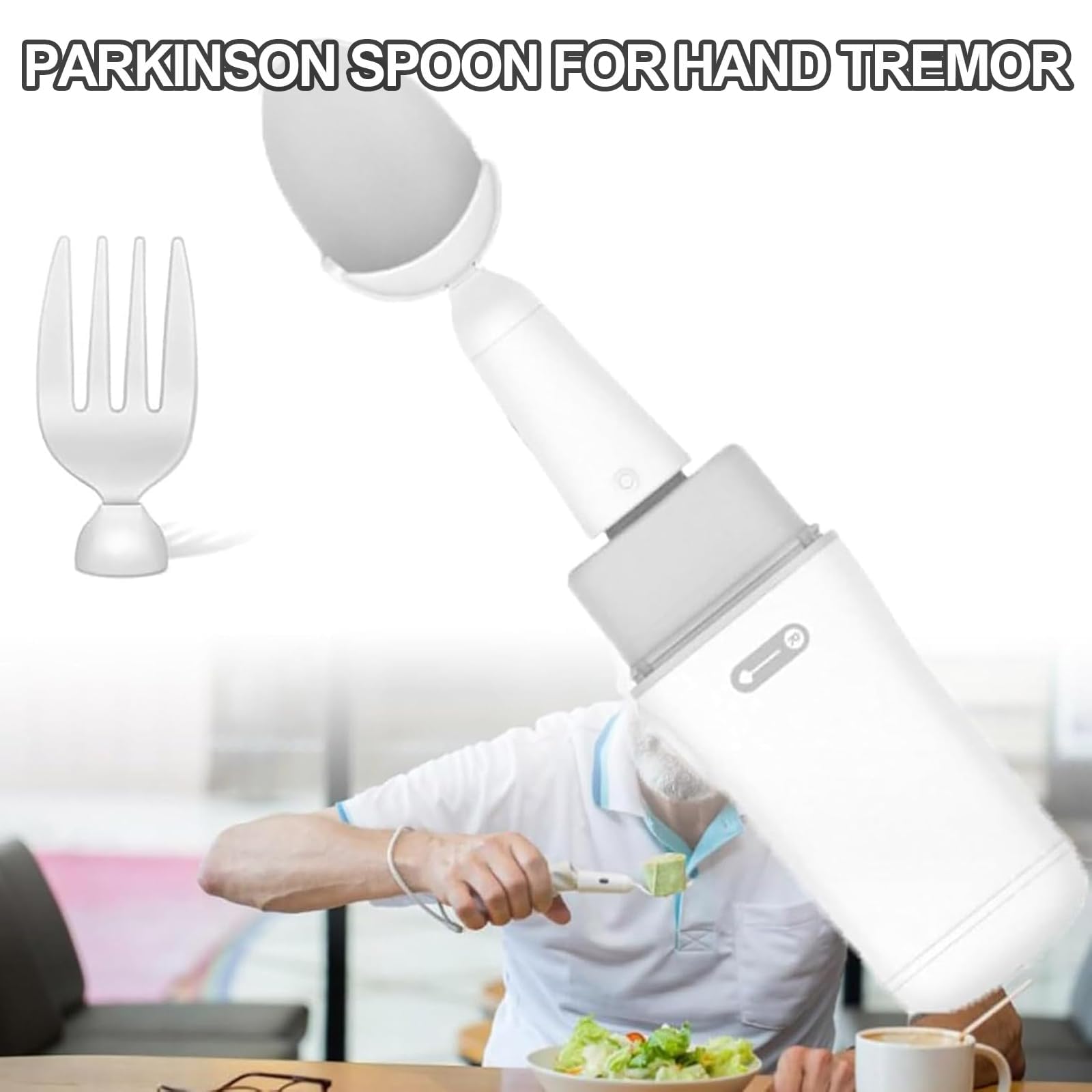 Cuchara estabilizadora de temblor – Cubiertos de asistencia autoestabilizadores para Parkinson, temblores esenciales, artritis y ancianos con soporte en tiempo real y datos visuales