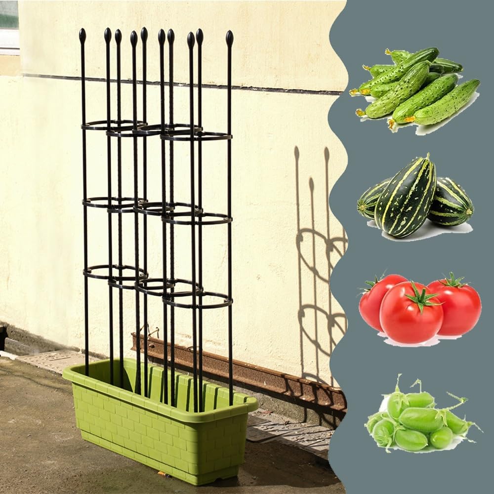 Grande cage d'obélisque de jardin antirouille 90 cm/120 cm/150 cm/150 cm, idéale pour les légumes, les fleurs, les plantes en pot, noir, 30 x 150 cm