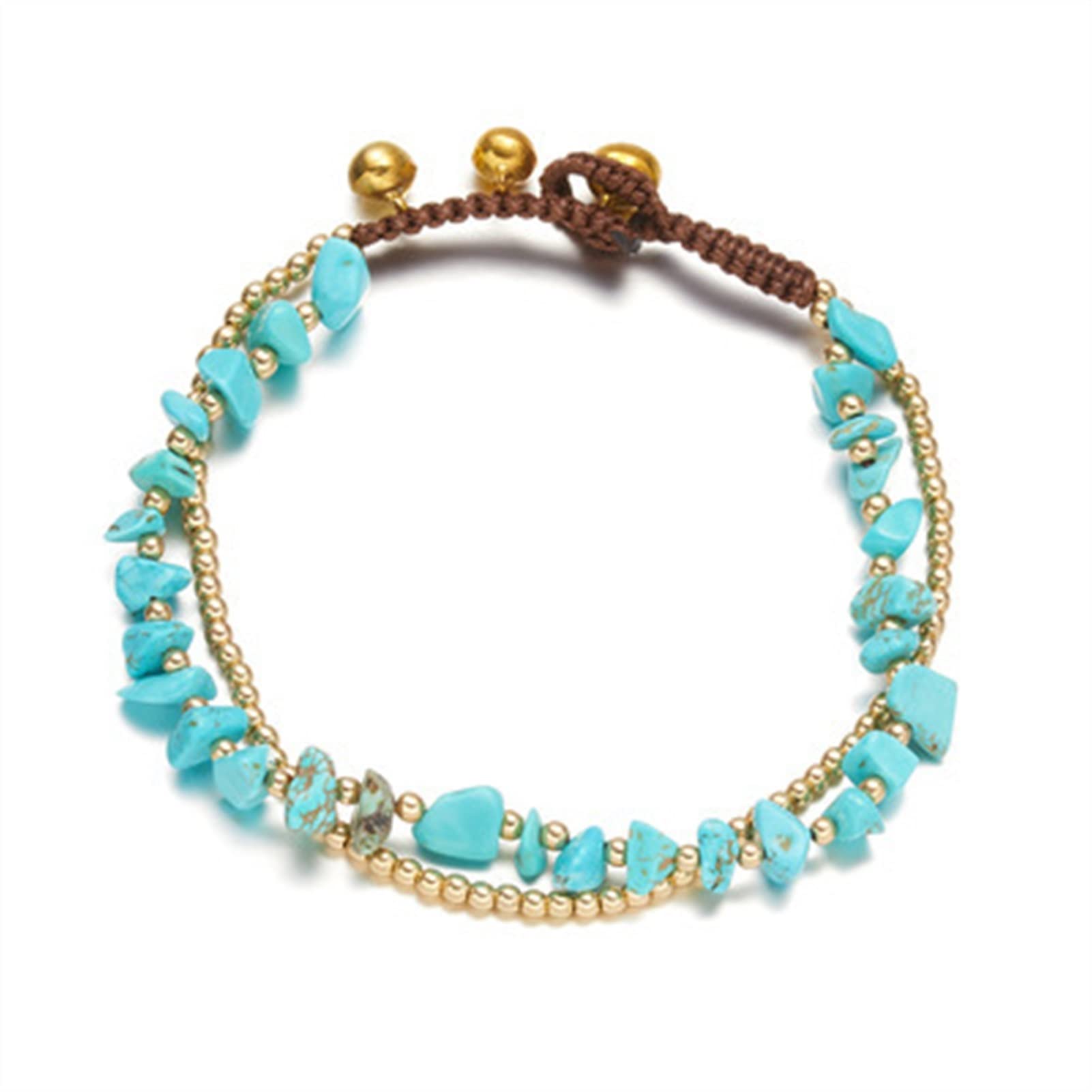 Braccialetti alla caviglia Cavigliera con perline intrecciate a doppio strato, cavigliera alla moda di bell'aspetto Gioielli da sposa in stile gala da spiaggia （21-25CM） Cavigliere da donna