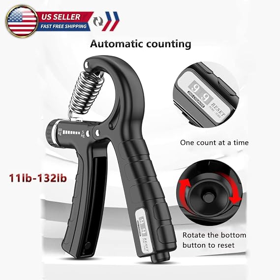 Hand Grip Strengthener, Counting Hand Grips Exercise, Adjustable Resistance Strength Hand Grip 12-130 lbs, Hand Grip Strength Exercise for Muscle Building and Injury Healing