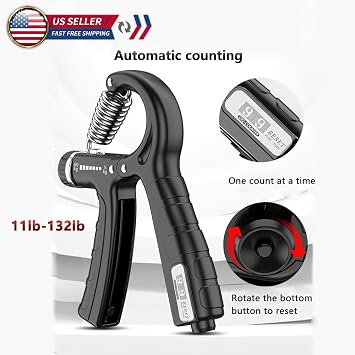 Hand Grip Strengthener, Counting Hand Grips Exercise, Adjustable Resistance Strength Hand Grip 12-130 lbs, Hand Grip Strength Exercise for Muscle Building and Injury Healing