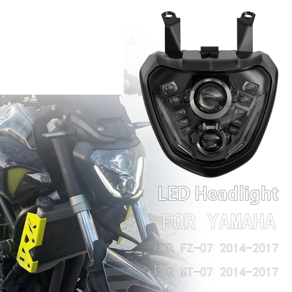 Motocykl Head Light Pasuje do MT-07 FZ-07 FZ07 2014-2017 reflektor motocyklowy lampa H4 żarówka w/reflektor DRLLED reflektor