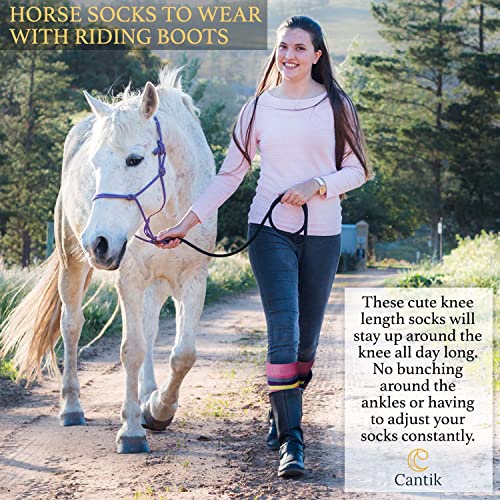 Cantik Horse Socks For Girls - Super Cute Socks Gift Set - Right Amount Of Thickness & Stretch - Knee High Equestrian Riding Socks & Hair Ties, A Great Fun Gift For 'Just Socks' - With A Nice Surprise #TOP5