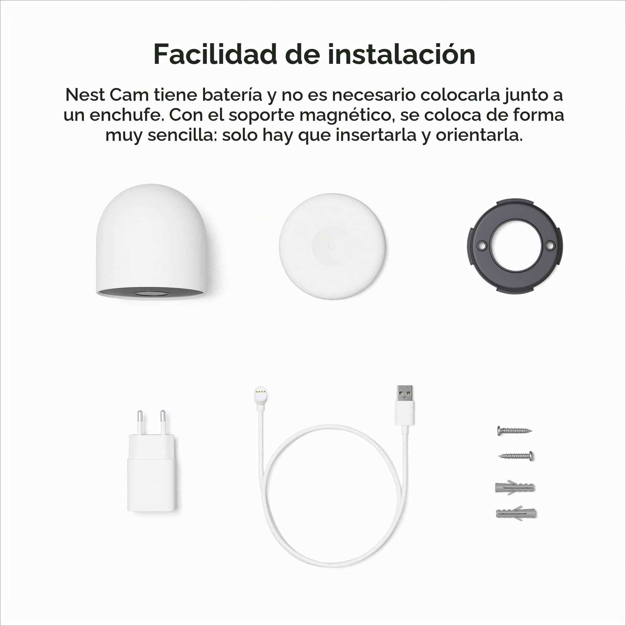 Google Nest CAM - Cámara de vigilancia Inteligente para Interior y Exterior, 1080p, G3AL9, Snow, 2 Unidades (1 Unidad)