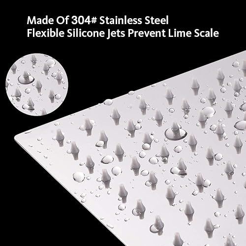Miniatura 3 de HarJue Cabezal de ducha cuadrado grande de acero inoxidable de alta presión con brazo de ducha, cobertura de cuerpo completo, fácil de limpiar e