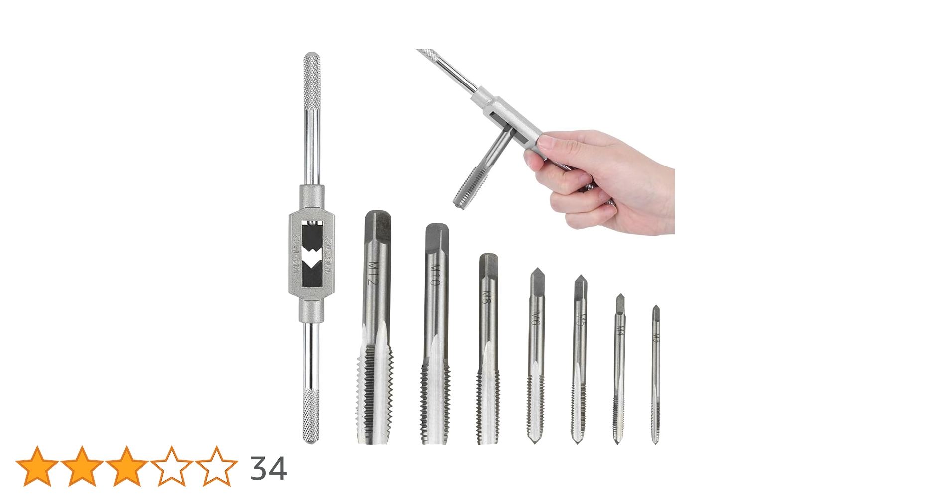 Amazon.co.jp: タップセット 手動ねじタップ 8個入り M3-M12 タップ