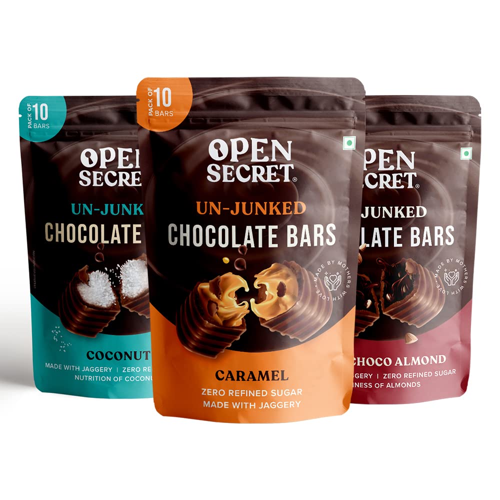Open Secret Chocolate Gift Pack Box Hamper | Dark, Caramel, Coconut Flavour Bar | Healthy Premium Snacks Item For Kids Family | Wedding Birthday | No Refined Sugar | Pack of 3-10 Bar Each (B09N1XPNZ4) Amazon Price History, Amazon Price Tracker