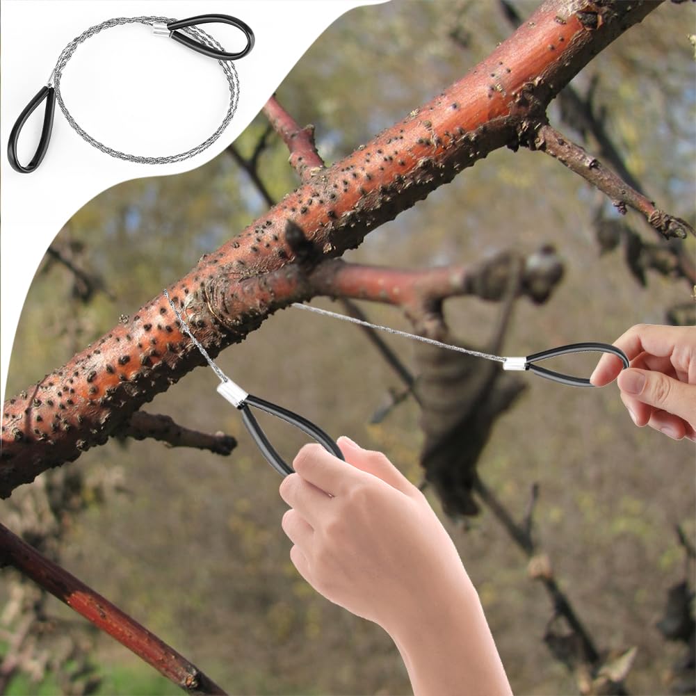 2-Pack Heavy Duty Survival Wire Saw - 20.8 Inch Stainless Steel | Pocket Size For Camping, Emergency, Cutting Wood