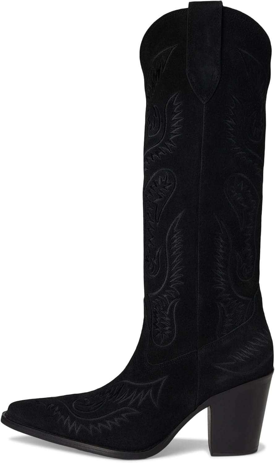Dingo Womens Evita Embroidered Snip Toe Dress Boots Over the Knee Mid Heel 2-3"