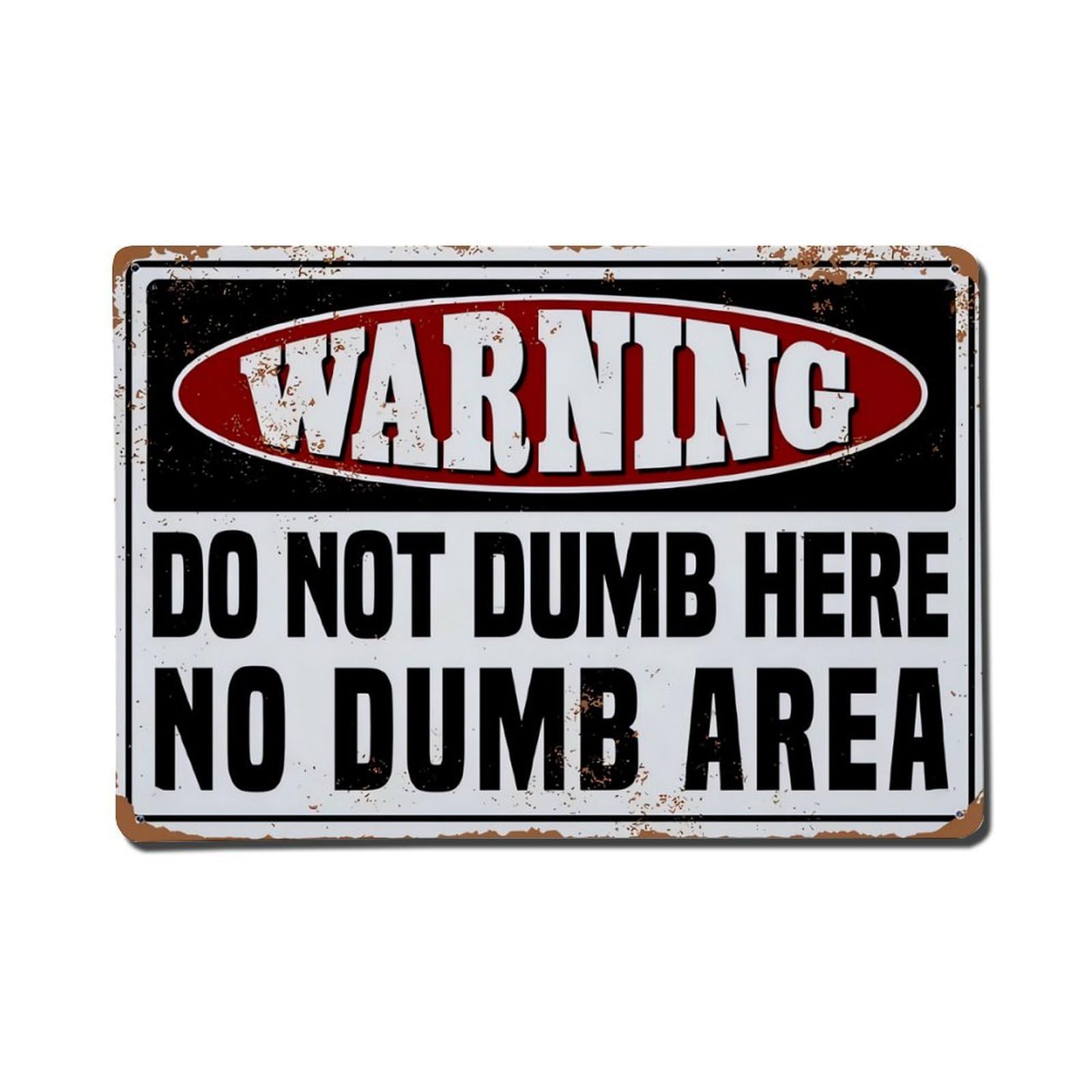 Ldfuieksufg Style Warning No Dumb Area Vintage Aluminium Metal Sign, Retro Wall Decor For Home, Bar, Garage & Farmhouse 20X30cm