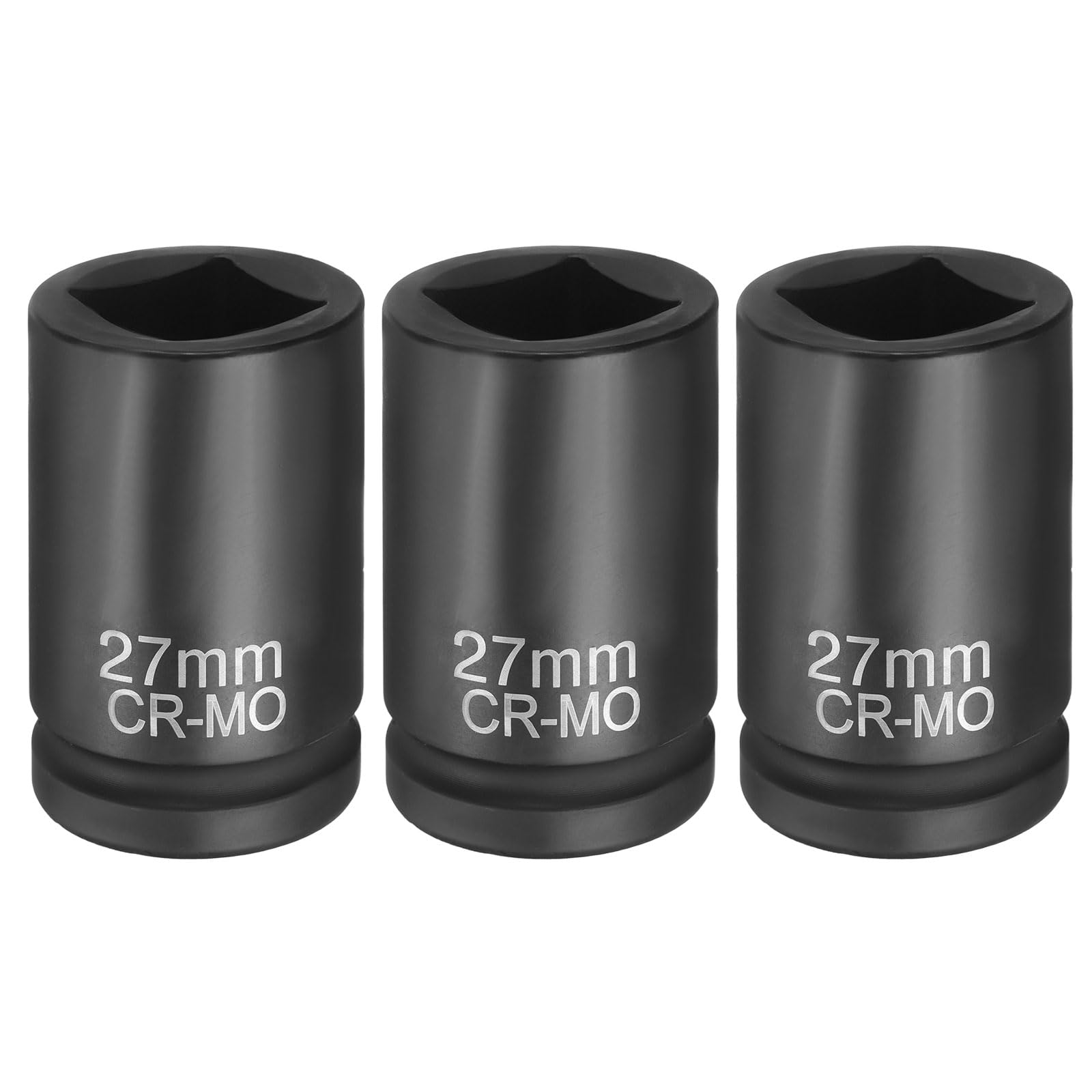 sourcing map Lot de 3 douilles carrées à 4 points - Entraînement de 3/4" - 27 mm - Douille à choc carrée CR-MO - Manchon de roue standard - Outil pour réparation automobile, entretien mécanique