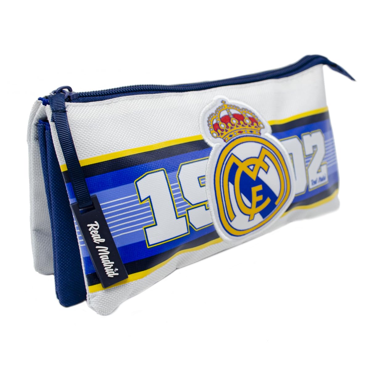 Real Madrid Estuche Portatodo Escudo Bordado Tres Compartimentos 22 x 12 cm