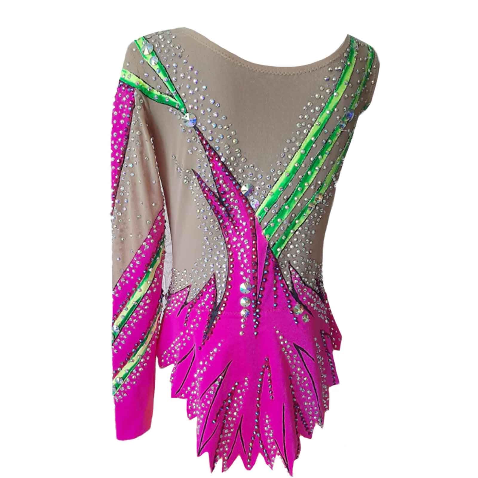 Maillot De Gimnasia Rítmica For Mujer, Trajes De Baile For Niña, Mono De Gimnasia De Competición Con Diamantes De Imitación