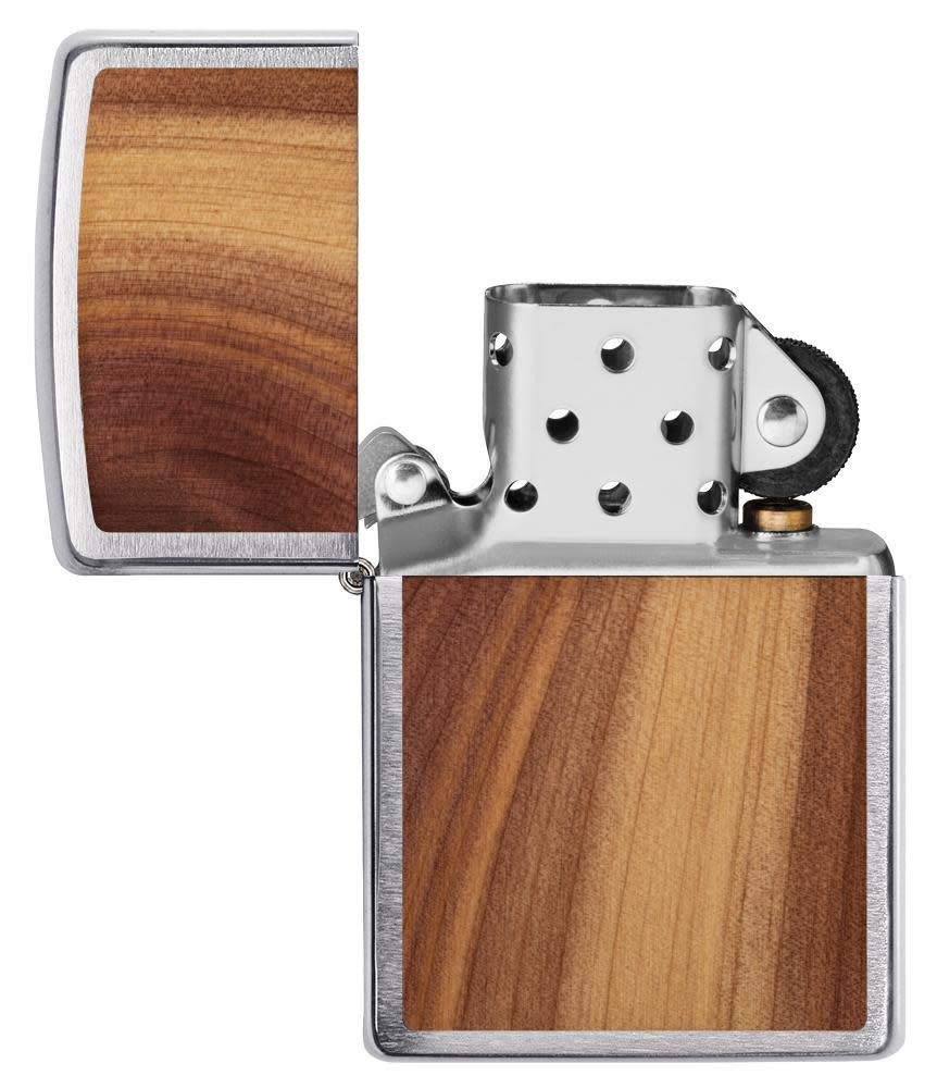 Zippo Wiatroszczelna zapalniczka - Woodchuck - szczotkowane chromowane wykończenie - do wielokrotnego napełniania do użytku przez całe życie - regulowany płomień - pudełko prezentowe - metalowa