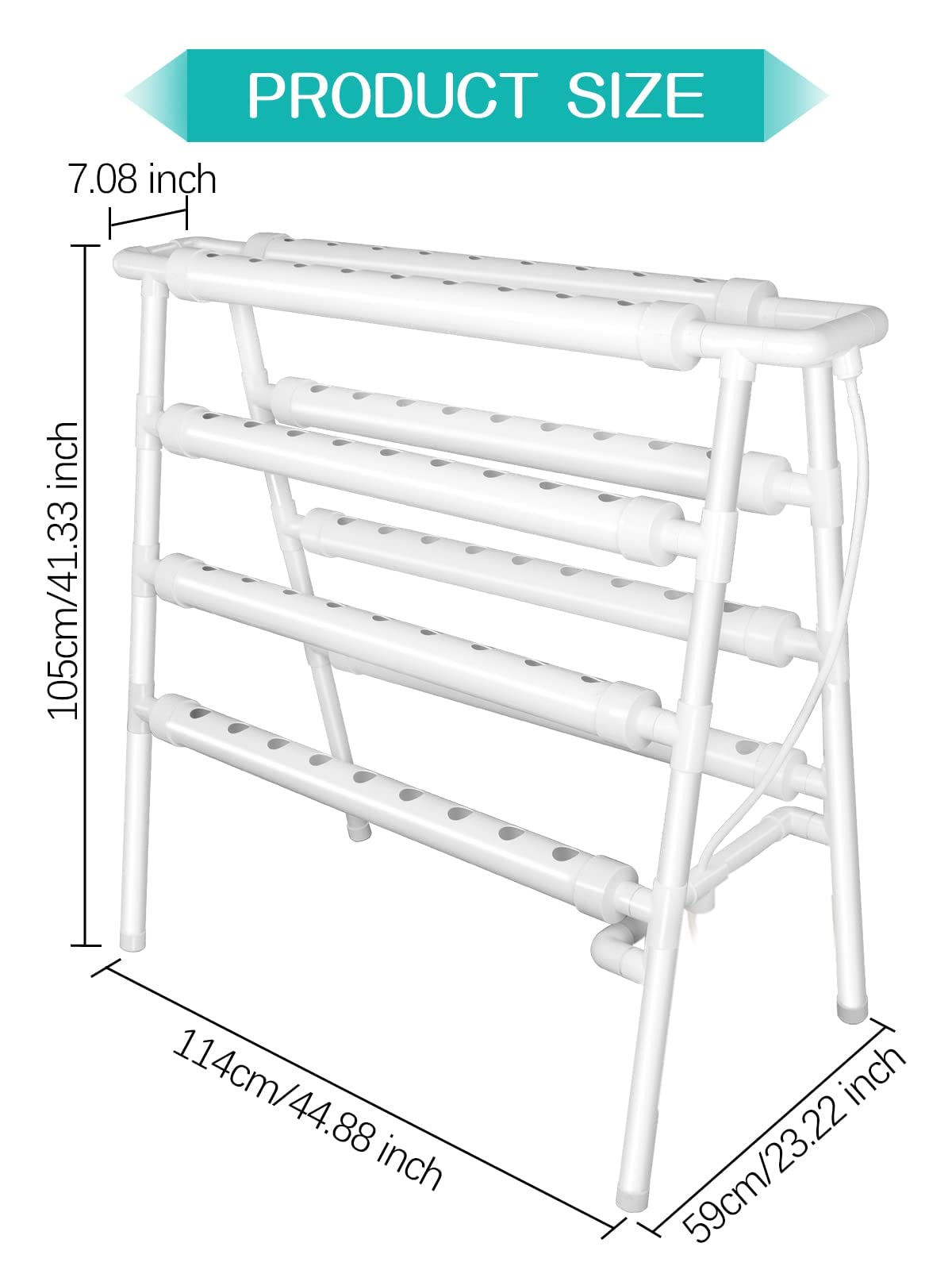 Kalolary Hydroponic Grow Kit, Hydroponics System de Cultivo 4 Capas 72 Sitios de Plantas Tuberías de Grado Equipo de plantación hidropónica con Bomba de Agua, Temporizador de Bomba para Verduras