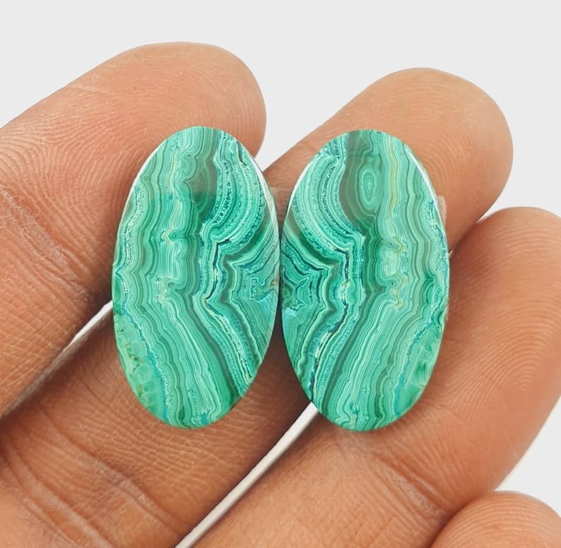 Pierre gemme malachite naturelle de forme ovale 24x14x4mm de qualité supérieure - 6