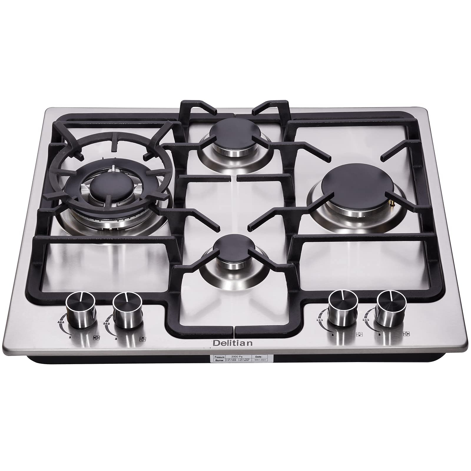 24 Inch Gas Cooktop DT4504 Stainless Steel 4 Burner Gas Cooktop LPG/NG
