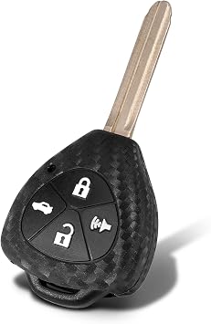 Key Fob Cover - Carbon Fiber Silicone Case for Pontiac Vibe, Scion FR-S & Subaru BRZ 3/4 Button Keyless Entry Remote
