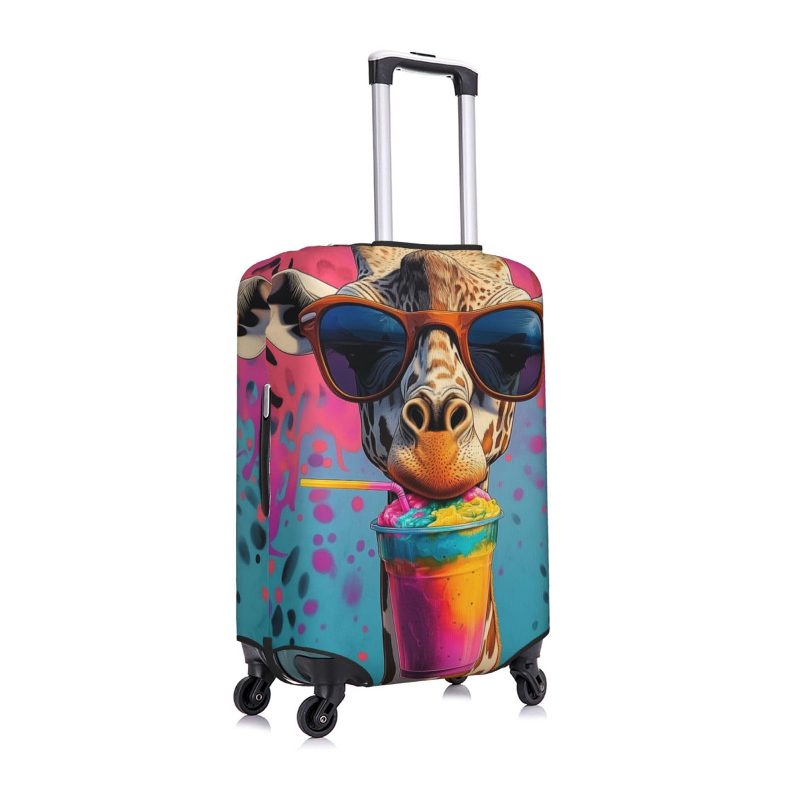 Housse de protection élastique pour valise de voyage - Encre abstraite - Anti-rayures - Convient aux bagages de 45,7 à 55,9 cm, Girafe aquarelle, M(23"-26" Suitcase)
