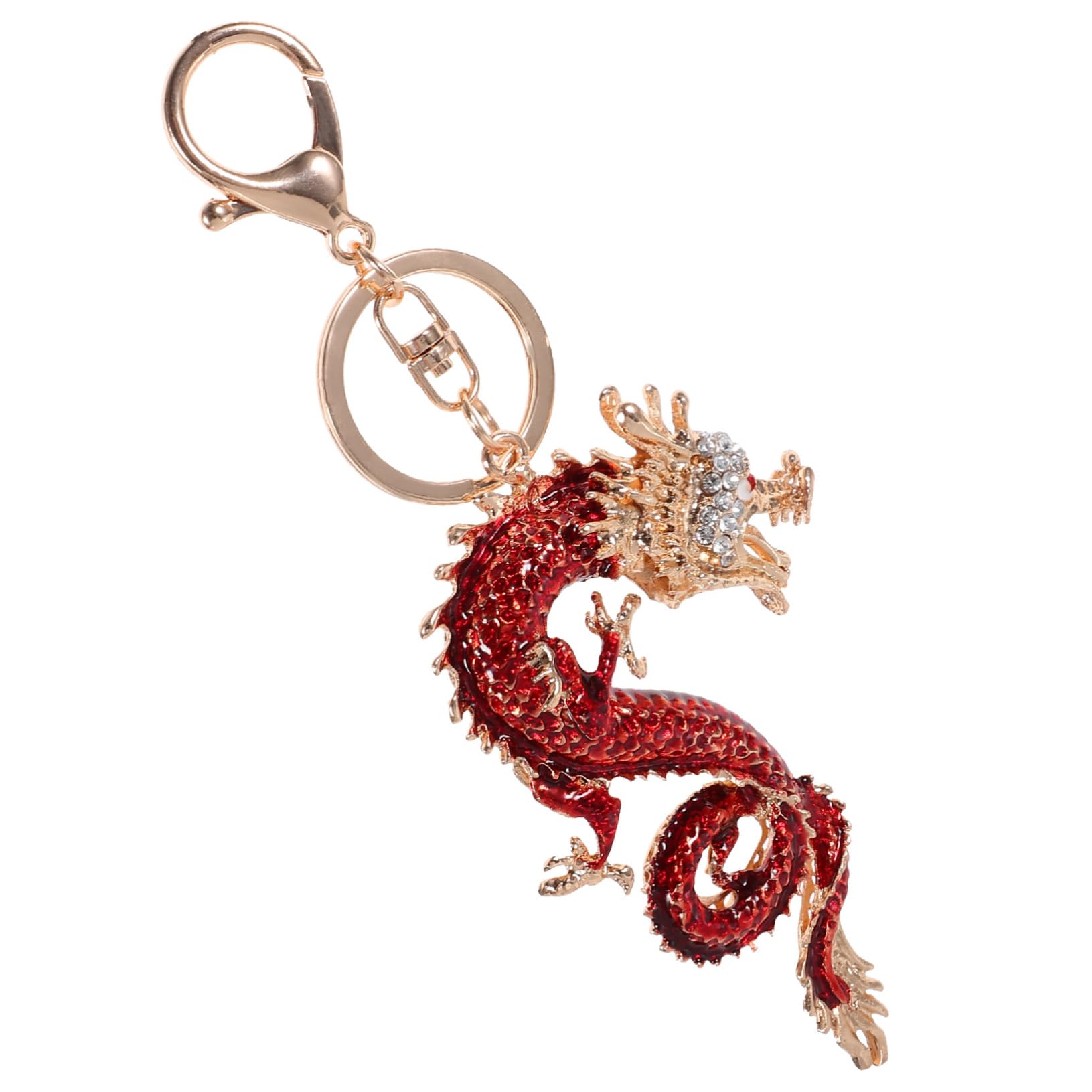 Healevedein Jahr des Drachen Schlüsselanhänger gefälscht Schlüsselbund Hallo glucksbringer auto schlüsselanhänger car key chain Schlüsselkettenringe Keyring -Zubehör Legierung rot