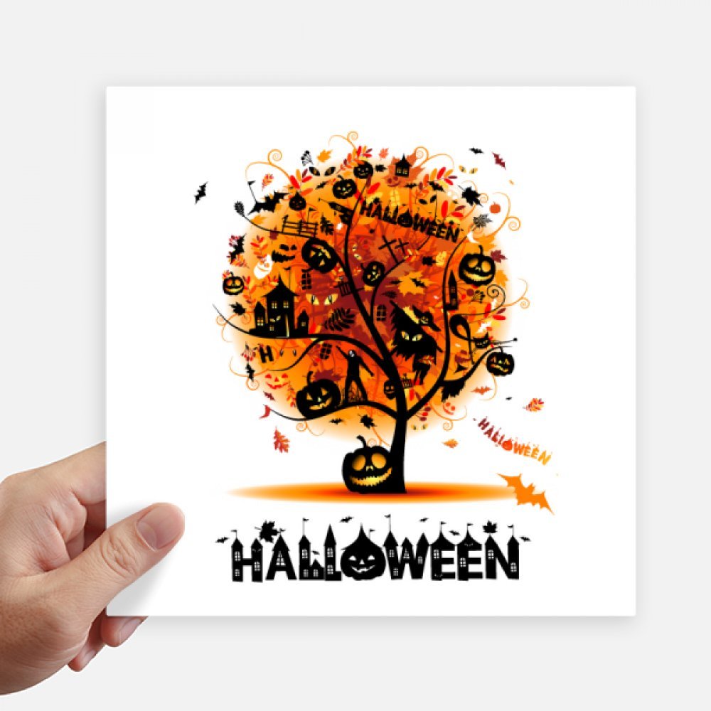 Decal Maleta y Motobike de Halloween Árbol Animado Cuadrado DIYthinker 20cm