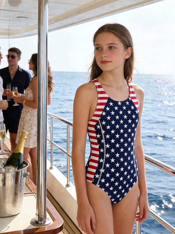 Image of beautyin Girls Swimsuit One Piece Swimwear Athletic Training Bathing Suit | One Piece, Wider Straps, Racerback, UPF50+, Fully Lined, Competition, Training, Athletic, Tween Girls, Swimming Lessons