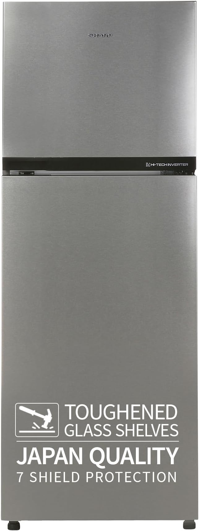 - 265 L Frost Free Double Door 2 Star Refrigerator |Japan 7 Shield Protection|Hi-Tech Inverter | (Silver Hairline, SJ-FF305V2-PSH)