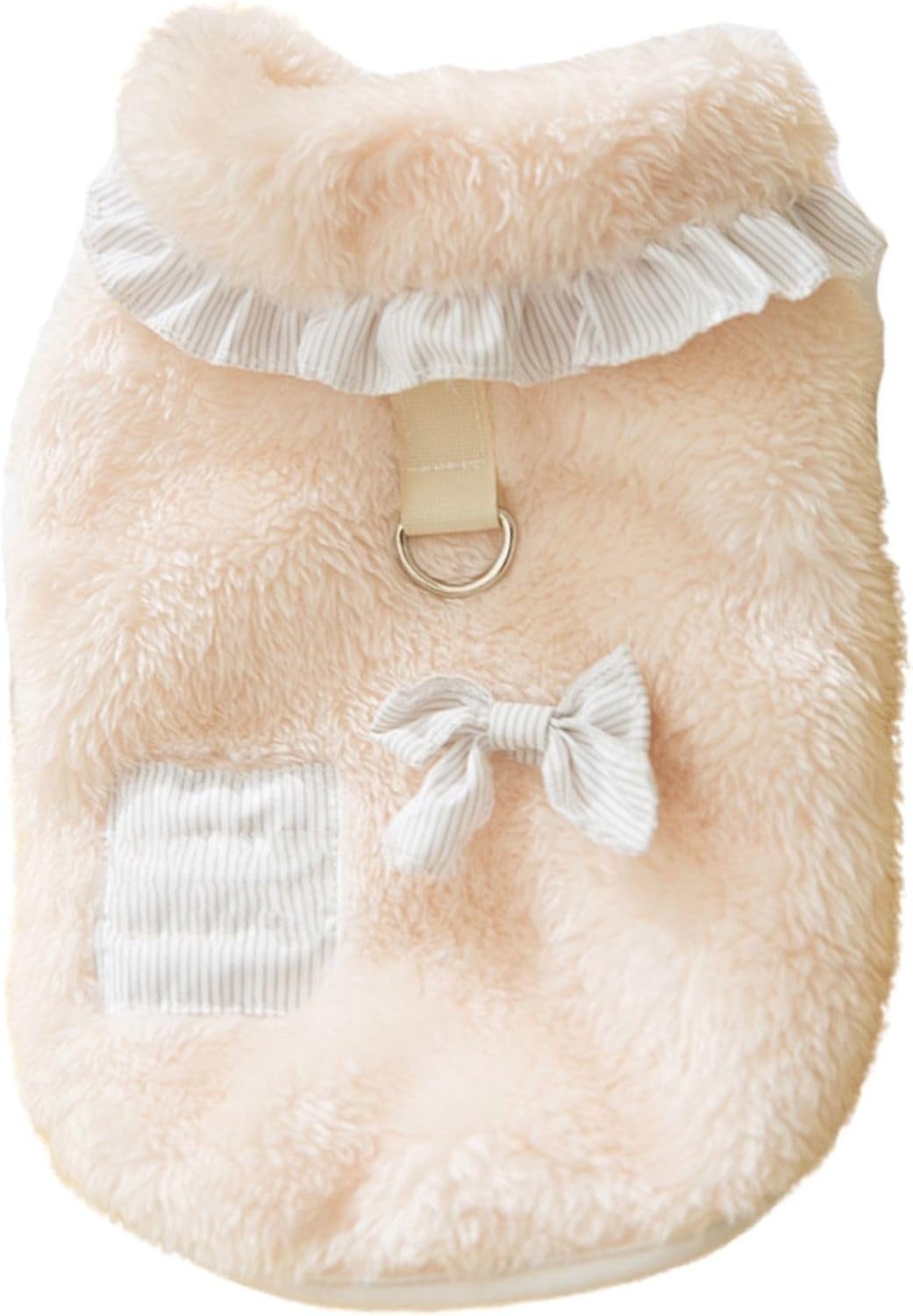 Lace Bow Decoration Puppy Coats Fleece Winter Dog Shirts for Small Medium Dogs Chihuahua Yorkie Teacup Christmas Outfit