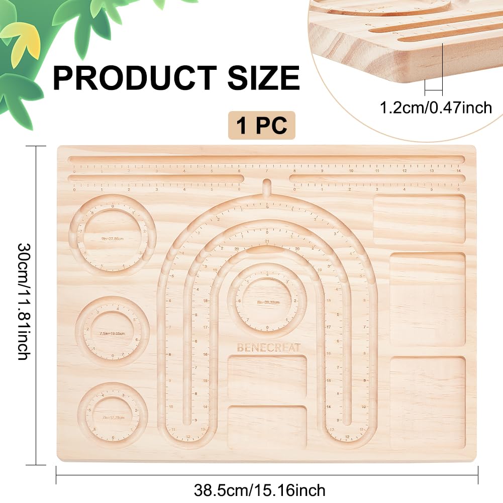 BENECREAT 38.5x30cm Wooden Bead Design Board Bead Making Supplies Beading Trays Mats for Bracelet Necklaces Jewelry Making DIY Design 1cm Thick - Image 2