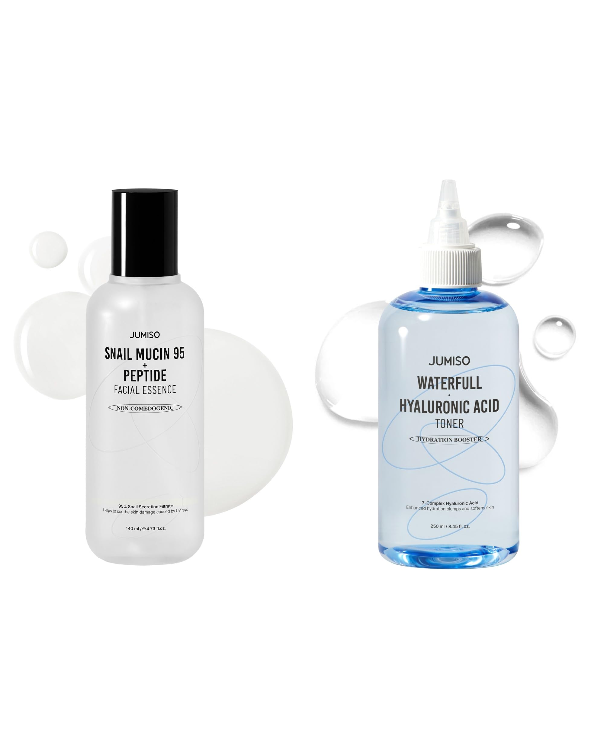 Jumiso Snail Mucin 95 + Peptide Facial Essence, 4.73 fl oz (140 ml) + Jumiso Waterfull Hyaluronic Toner 250ml Bundle