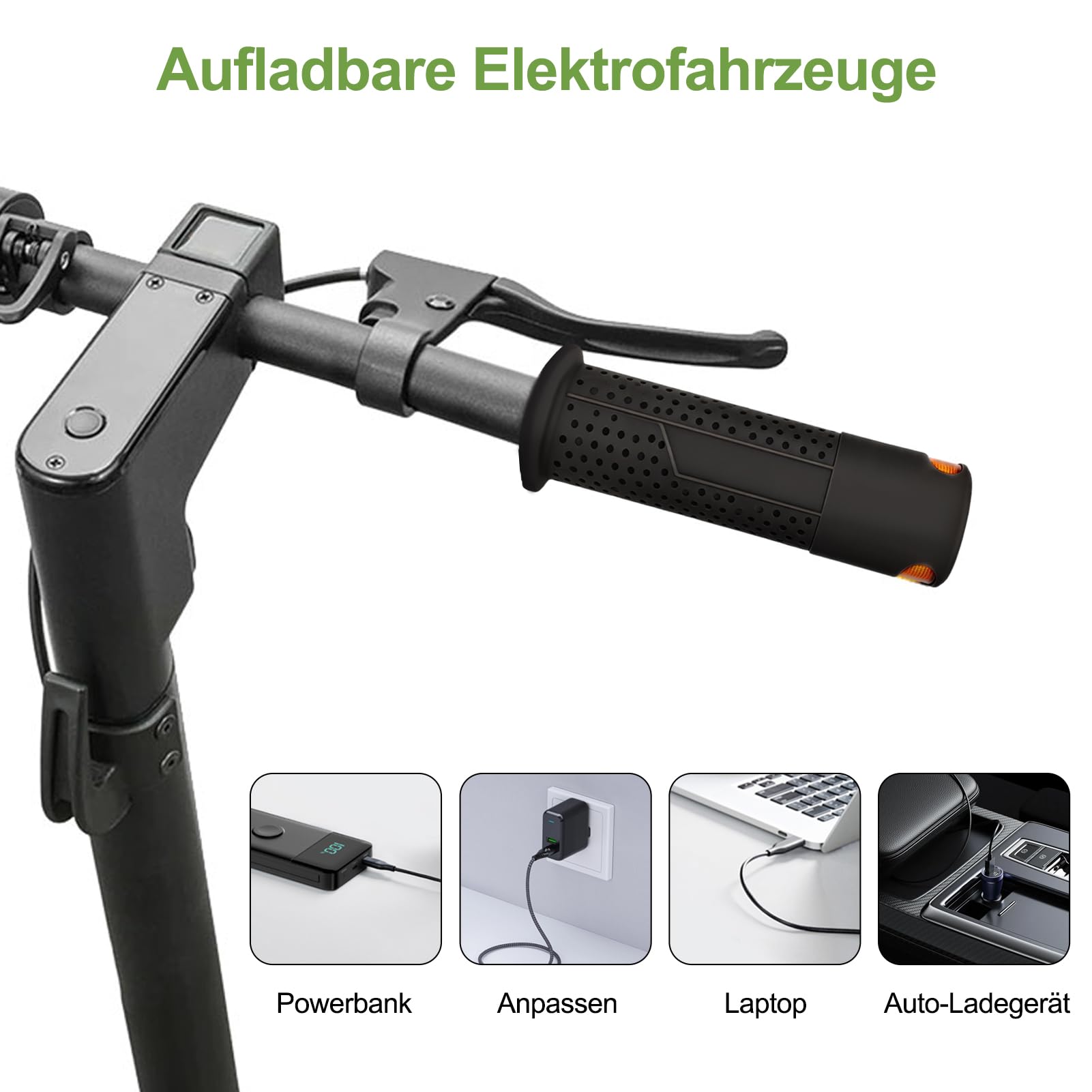 Poignées de guidon de trottinette électrique avec clignotants intégrés, pour Xiaomi M365/Pro 1S/Pro 2/Mi3, Silicone-ABS, 135 mm, noir/gris