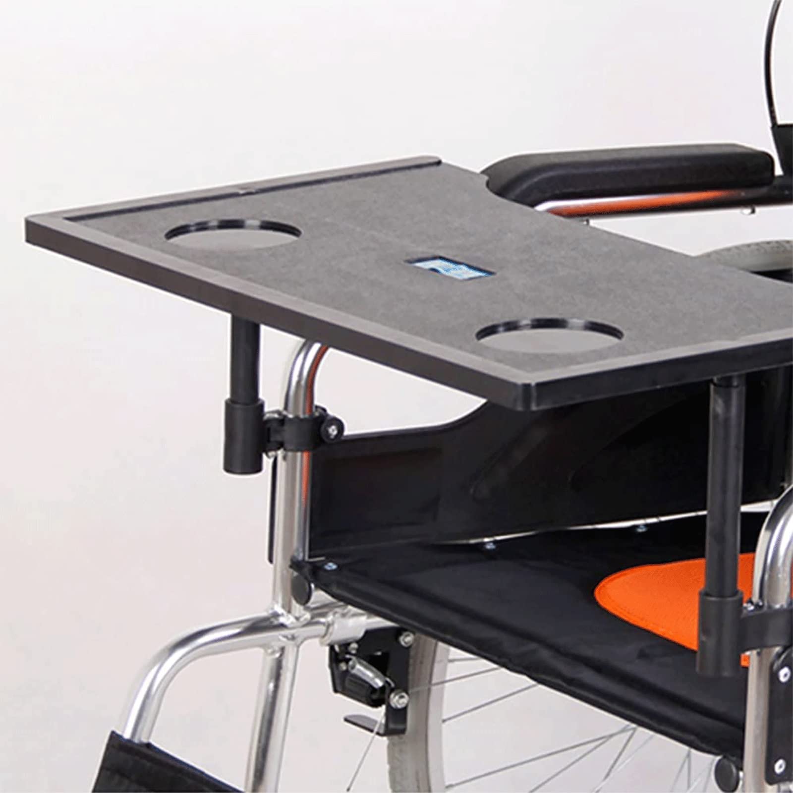 Daten Tavolo Vassoio per Sedia A Rotelle, Tavolino per Sedia A Rotelle Rimovibilecon 2 Portabicchieri, Vassoio per Sedia A Rotelle Universali Scrivania per Disabili, Mangiare, Leggere, Riposo