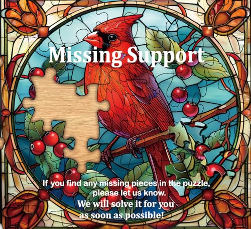 Lorkako Stained Glass Puzzles For Adults 1000 Pieces, Vintage Cardinal Bird Puzzle Hard, Impossible Difficult Challenging Jigsaw Puzzles For Adults thumb #7