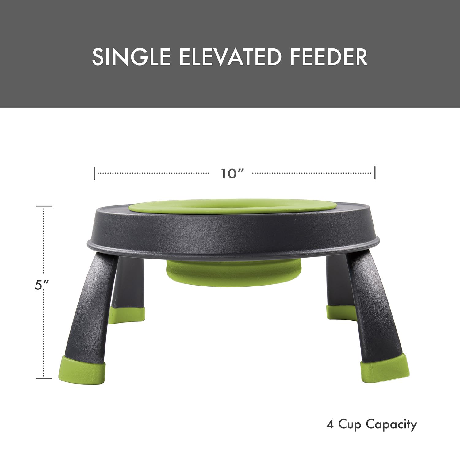 Dexas Popware for Pets Futterspender für Haustiere, erhöht, groß, Grau/Grün