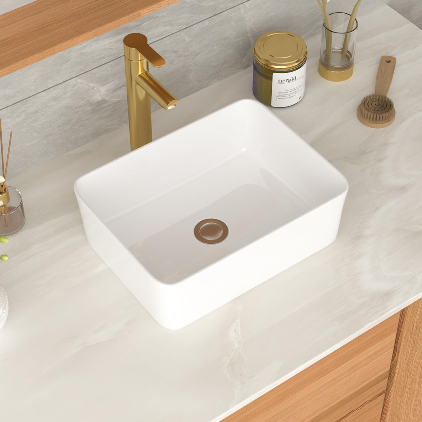 GHOMEG White Vessel Sink 16'x12'
