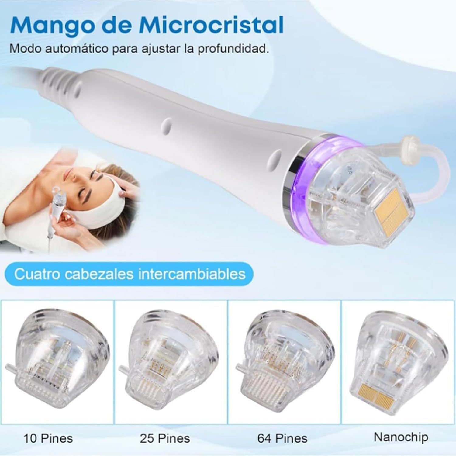Máquina Microagujas Rf Para Lifting Facial, Reafirmante Piel, Eliminación De Estrías Rejuvenecimiento Piel Con 2 Asas, Para Terapia De Eliminación Arrugas Y Belleza Facial