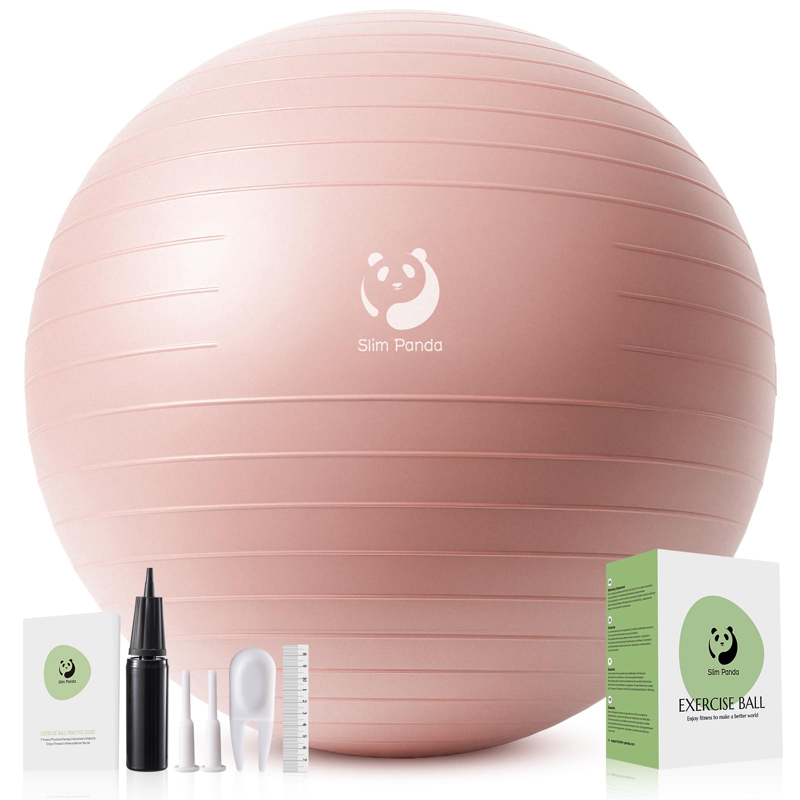 Slim Panda Exercise Ball Yoga Ball，Anti-Burst Professional Gym Ball for Pregnancy, Fitness, Balance Training (light pink, 65cm) — image 1