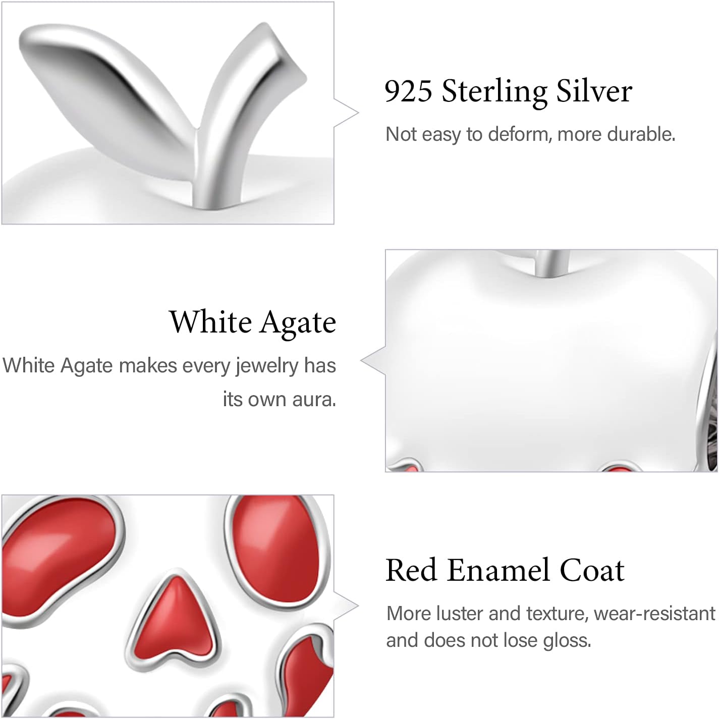 GNOCE Red Apple Charms for Bracelet 925 Sterling Silver Skull Christmas Bead Charms Fit all Bracelets/Necklace Gift for Women - Image 6