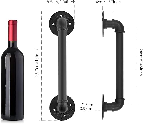 Miniatura 3 de Juego de 2 manijas de puerta corrediza de granero de 14 pulgadas, manija de puerta de tubo industrial, barra de agarre, toallero, pasamanos de
