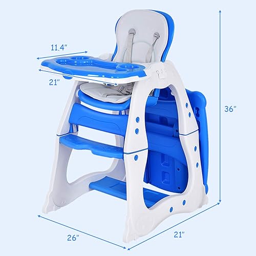 Miniatura 6 de HONEY JOY Silla alta 5 en 1, silla alta convertible para bebés y niños pequeñosjuego de sillas de mesaasiento elevadorsilla para niños pequeños con