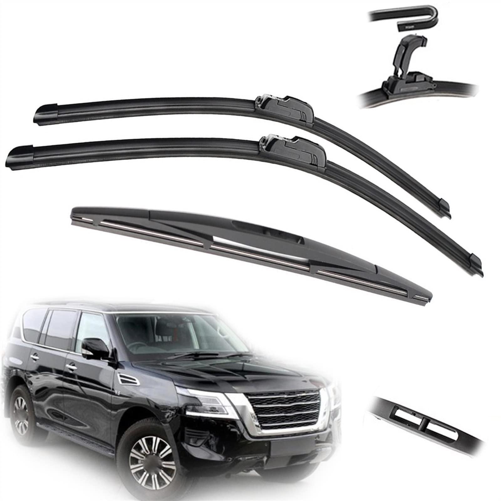 Auto Vorne Hinten Scheibenwischerblätter 24" 19" 12" Für Nissan Für Patrol Y62 2010 2011 2012 2013 2014 2015 2016 2017 2018 2019 2020 2021 2022 Windschutzscheibe