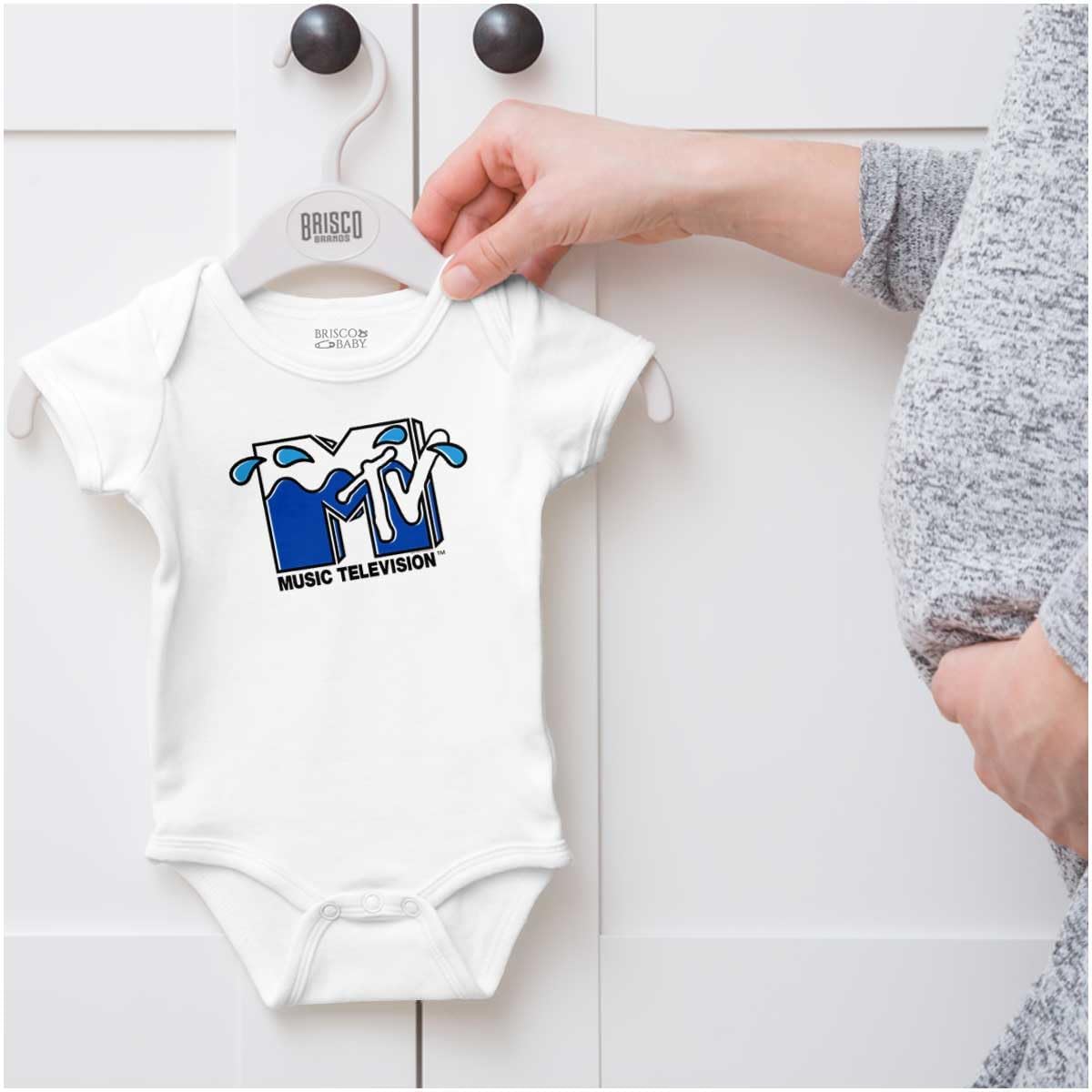Brisco Brands Cool Retro MTV Water Splash Logo Baby Romper Boys or Girls